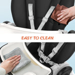 Sejoy Adjustable Baby High Chair with 5-Point Harness 3-Tier Tray & Wheels CE/CPC Certified Children's Dining Chair