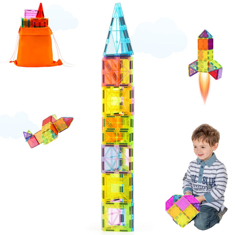 SucceBuy 32PCS Magnetic Tiles Building Blocks – STEM Educational Toys for Kids Ages 3–8 | Creative Sensory Stacking Set for Boys & Girls