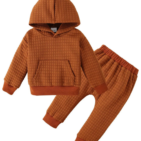 Toddler Baby Boys Clothes Plaid Hoodie Sweatshirt Tops + Long Pants 2PCS Outfit Set – Casual Sporty Style