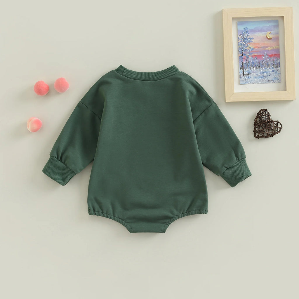 Lioraitiin 0–18M Infant Baby Girl Boy Autumn Jumpsuit – Letter & Cow Print Long Sleeve Round Neck Bodysuit