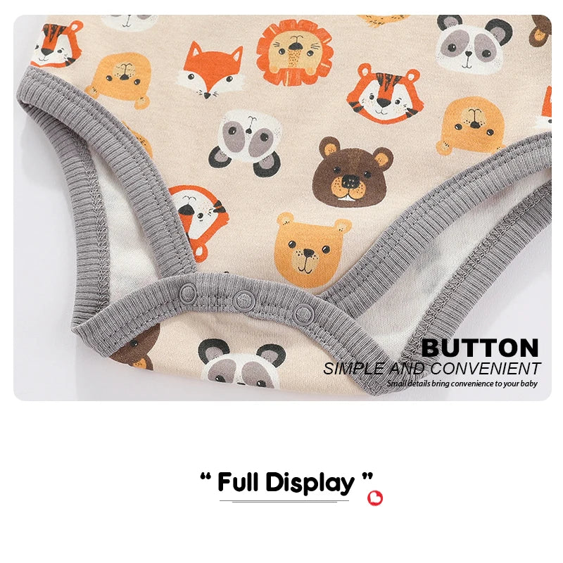 Kiddiezoom 4-Piece Fashion Cartoon Newborn Jumpsuit Set – 100% Cotton Baby Boys & Girls Summer Romper Outfit