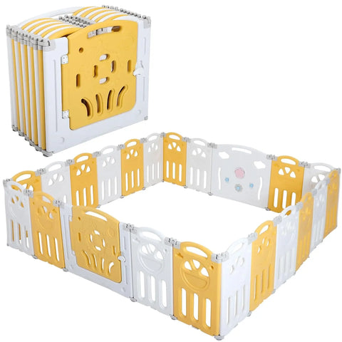 Babycare Playpen, Foldable Playpen with 14 Panels for Babies and Toddlers, Adjustable Baby Fence, Safety Play Yard with Gates fo