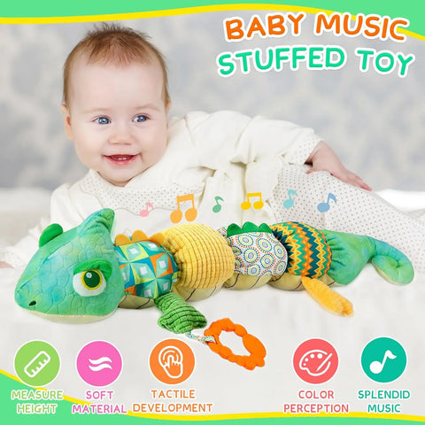 Baby Musical Stuffed Animal lizard Activity Soft Toys Multi-Sensory Crinkle Rattle and Textures Cute lizard Toys