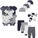 Unisex Newborn Baby Bodysuit Set – 19-Piece Cotton Bodysuits & Accessories for Boys & Girls