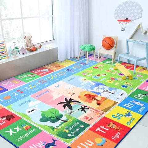 Lochas Kids Play Rug Educational & Fun Carpet Gaming Area Rugs for Kids Room Bedroom Playroom,Blue & Colorful