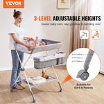 Baby Changing Table – Foldable & Portable Diaper Changing Station with Lockable Wheels, Adjustable 3-Level Height, Storage Basket & Hanging Racks for Newborns & Infants (Grey)