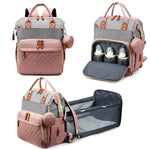 Portable Foldable Baby Travel Bed & Diaper Bag – Large Capacity Mommy Backpack with Changing Station & Infant Carrier (Fashionable & Lightweight)