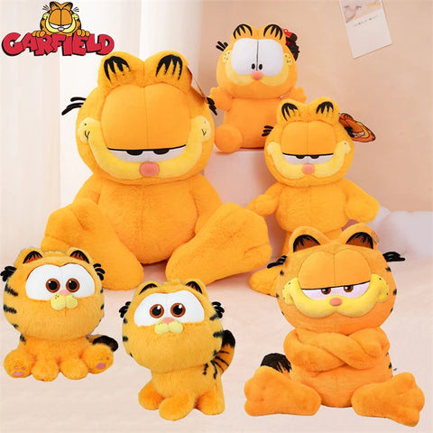 Original Garfield Family Plush Toys – Cute Cartoon Garfield & Odie Soft Stuffed Animals, Kawaii Peluche Dolls, Perfect Birthday Gifts for Kids & Fans