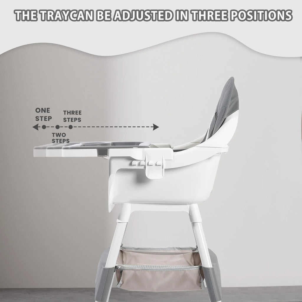 Ubravoo Convertible Baby High Chair – Portable Dining & Play Chair with Removable Double Tray and Toy Rack | Adjustable Seat & Stainless Steel Frame | Model S360