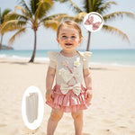 Toddler Girls Floral Print Romper with Ruffle Sleeves, Matching Shorts & Headband – Cute Summer Baby Outfit Set