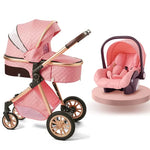 2-in-1 Convertible Baby Cradle Stroller – Foldable, Double-Sided High View Stroller for Toddlers (1–2Y), Portable Travel Pram
