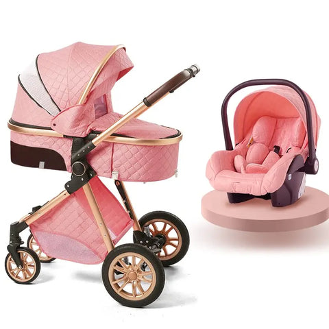 2-in-1 Convertible Baby Cradle Stroller – Foldable, Double-Sided High View Stroller for Toddlers (1–2Y), Portable Travel Pram