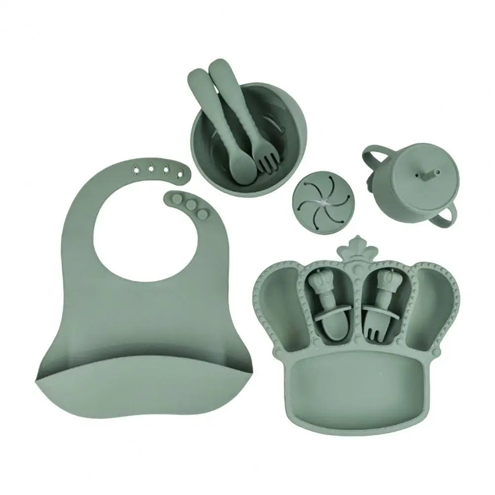 9Pcs Silicone Baby Feeding Set – Suction Bowl, Divided Plate, Bib, Fruit Feeder, Spoons, Forks, Sippy Cup & Utensils – BPA-Free Tableware Gift for Newborns & Toddlers