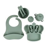9Pcs Silicone Baby Feeding Set – Suction Bowl, Divided Plate, Bib, Fruit Feeder, Spoons, Forks, Sippy Cup & Utensils – BPA-Free Tableware Gift for Newborns & Toddlers