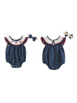 Toddler Girls 4th of July Romper – American Flag Print Sleeveless Ruffle Jumpsuit with Headband, 2-Piece Independence Day Outfit