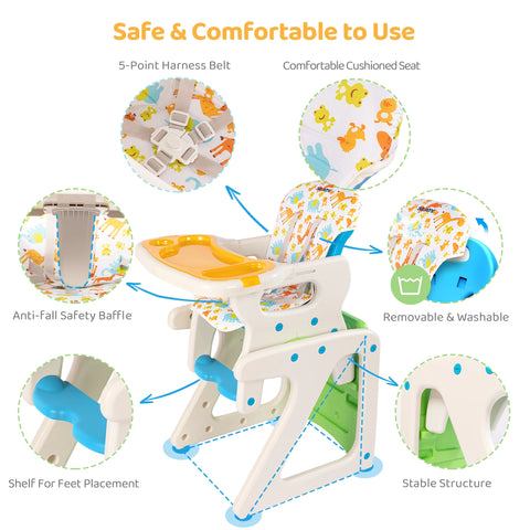 Sejoy 3-in-1 High Chair for Babies & Toddlers – Adjustable Backrest, Removable Tray & Washable Cushion – ASTM & CPC Certified Feeding Chair