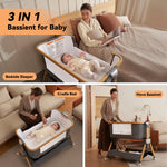 Cozy2 Baby Bedside Bassinet Sleeper Portable Travel Bassinet with Bigger Wheels 3 in 1 Bassinet Crib with Mattress, Storage Bask