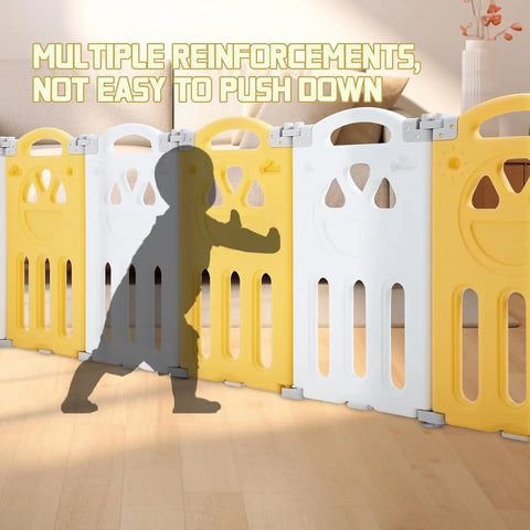 Babycare Playpen, Foldable Playpen with 14 Panels for Babies and Toddlers, Adjustable Baby Fence, Safety Play Yard with Gates fo