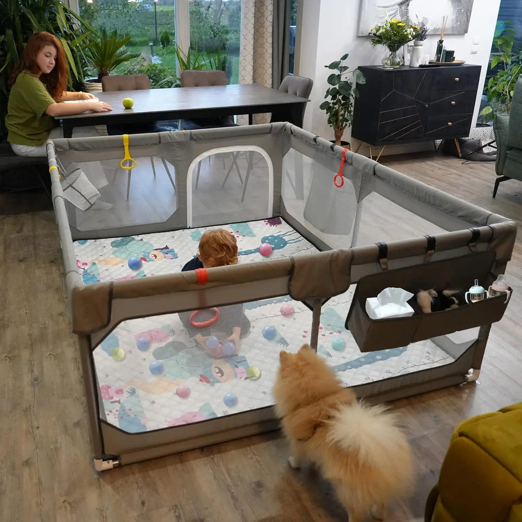 Baby Playpen with Mat 75" x 59" – Extra Large Playpen for Babies and Toddlers with Storage Bag, Non-Toxic, BPA-Free, Safe Design with No Gaps