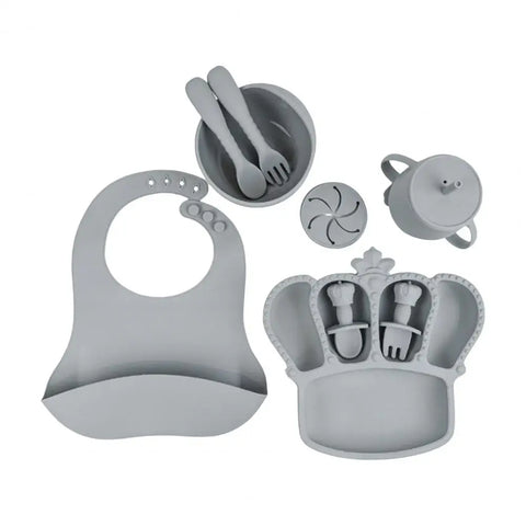 9Pcs Silicone Baby Feeding Set – Suction Bowl, Divided Plate, Bib, Fruit Feeder, Spoons, Forks, Sippy Cup & Utensils – BPA-Free Tableware Gift for Newborns & Toddlers