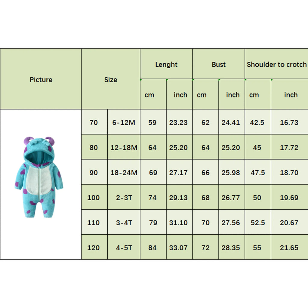 Lioraitiin Baby Fleece Jumpsuit – Infant Cartoon Animal Horn Hooded Winter Snowsuit Romper for Boys & Girls (0-3 Years)