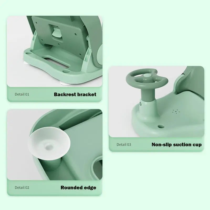 Toddler Bathtub Seat Toddler Shower Seat With Adjustable Backrest Portable Baby Bath Chair With Suction Cup Base Non-Slip Bath