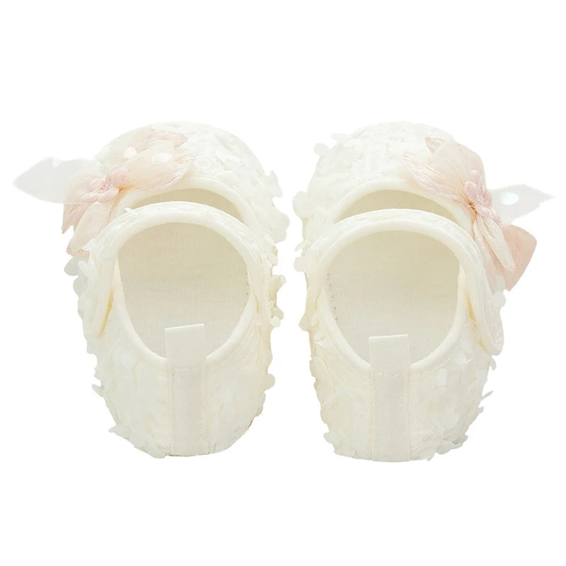 Adorable Baby Girl Bow Flats with Petal Design – Infant Party Shoes for Festivals, Baby Showers & Special Occasions
