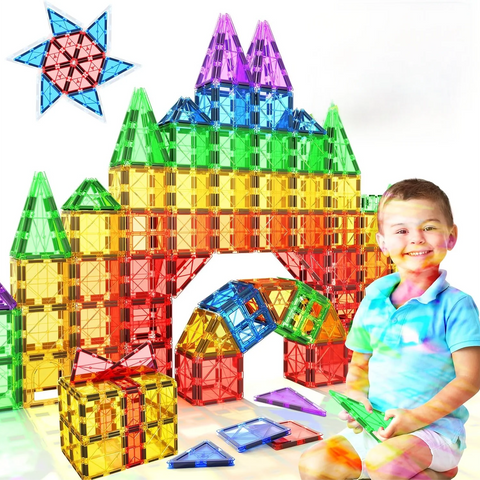 Magnetic Tiles for Kids Ages 3+ – STEM Building Blocks Toys & Sensory Games for Toddlers, Boys & Girls Ages 3 4 5 6 7 8
