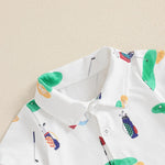 Infant Golf Romper – Unisex Baby Boy or Girl Summer Bodysuit with Half Button-Up, Lapel Neck & Short Sleeves