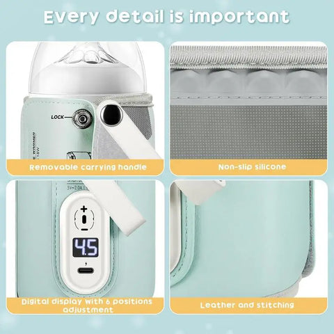 Baby Nursing Bottle Heater Safe Insulated Bag USB Rechargeable Milk Water Warmer Cover For Infant Outdoor Traveling Accessories