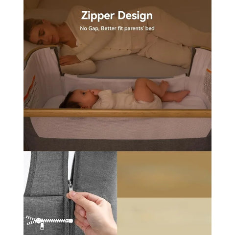 3 in 1 Baby Bassinet Bedside Sleeper, Breathable Mesh Safe Bedside Bassinet for Baby, Easy Assemble and Folding Portable C