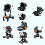 Luxury Portable Travel Pram 3 in 1Baby Stroller High Landscape Baby Pushchair Baby Travel Stroller Newborn Stroller
