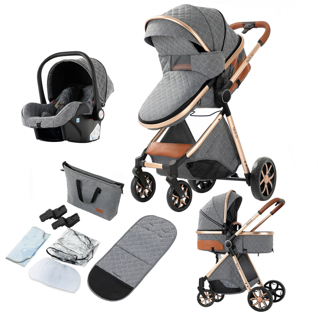 Lightweight 3-in-1 Baby Stroller with Isofix | High Landscape Travel System for Newborns to 6 Years