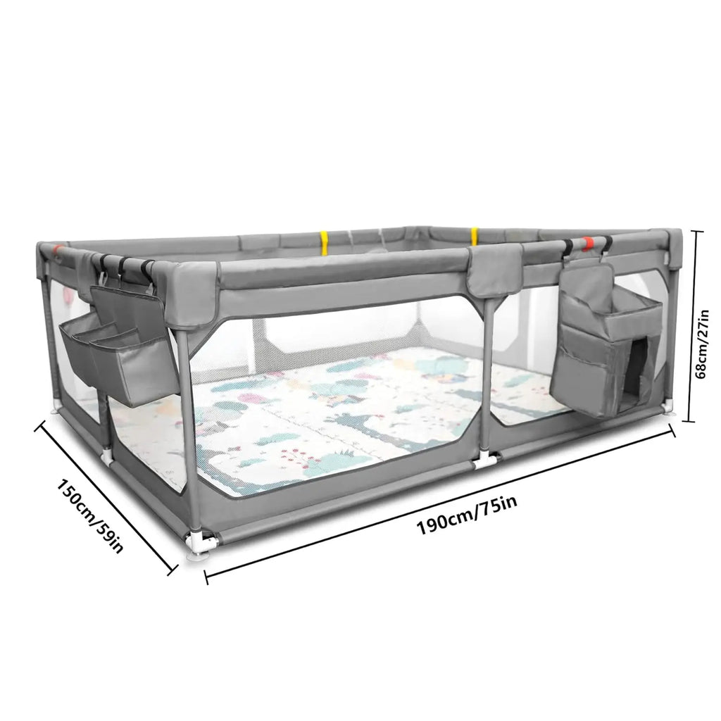Baby Playpen with Mat 75" x 59" – Extra Large Playpen for Babies and Toddlers with Storage Bag, Non-Toxic, BPA-Free, Safe Design with No Gaps