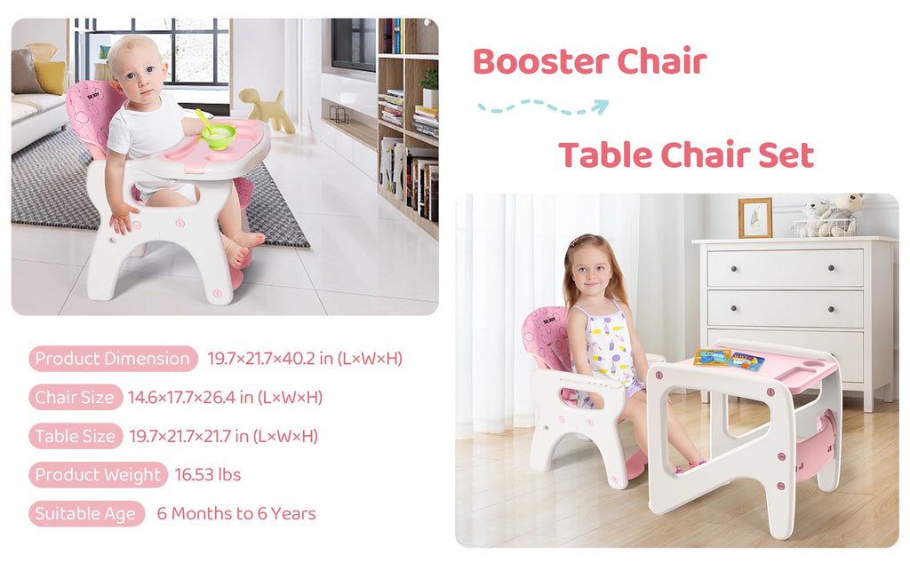 Sejoy 2-in-1 Foldable Baby High Chair with Table & Footrest – ASTM Certified Feeding Chair with Removable Double Tray, Adjustable Backrest & Washable Cushion