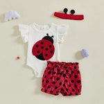 Toddler Girl Floral Print Sleeveless Romper with Ruffle Shorts & Headband 3-Piece Summer Outfit Set