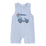 Lioraitiin Baby Boys Sleeveless Romper – Striped Golf Cart Embroidery Summer Jumpsuit for Casual Daily Wear (0-1 Years)