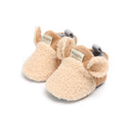 Soft & Cozy Fleece Baby Booties with Bear Design – Anti-Slip Sole Winter Crib Shoes for Newborns