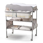 Portable Baby Changing Table Waterproof  Changing Table Pad Topper, Mobile Nursery Organizer for Newborn Essentials (Grey)