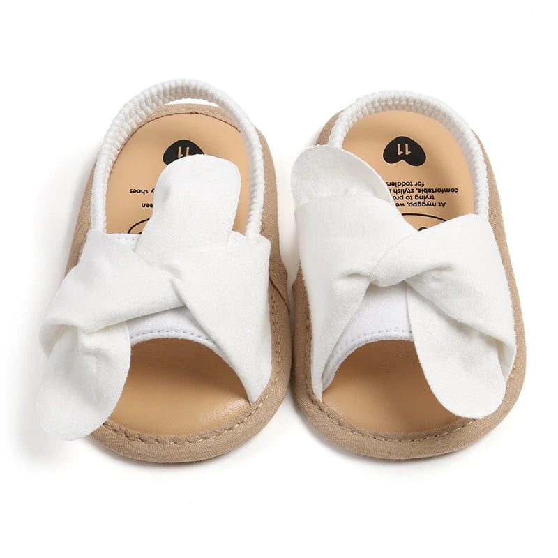 Adorable Baby Girl Sandals with Bowknot – Soft Non-Slip Sole Princess First Walker Shoes for Summer, Beach & Party