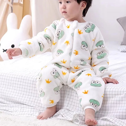 Baby One-Piece Flannel Pajamas – Unisex | Warm & Cozy Cartoon Sleepwear