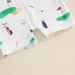 Infant Golf Romper – Unisex Baby Boy or Girl Summer Bodysuit with Half Button-Up, Lapel Neck & Short Sleeves