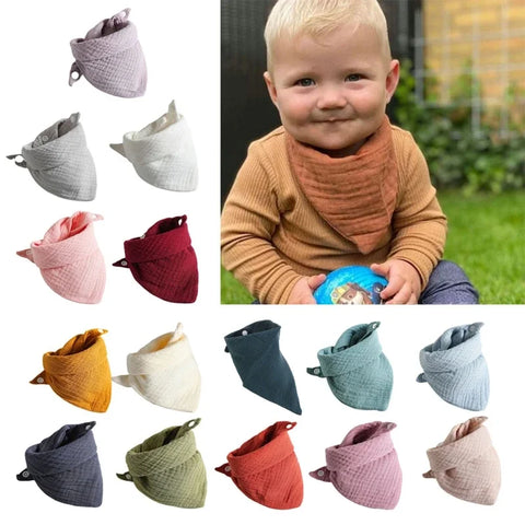 5Pcs Baby Feeding Drool Bibs Saliva Towel for TRIANGLE Scarf Bandana Soft Cotton Bib Adjustable Button Burp Cloth for Boys
