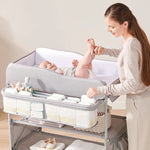 Portable Baby Changing Table Waterproof  Changing Table Pad Topper, Mobile Nursery Organizer for Newborn Essentials (Grey)