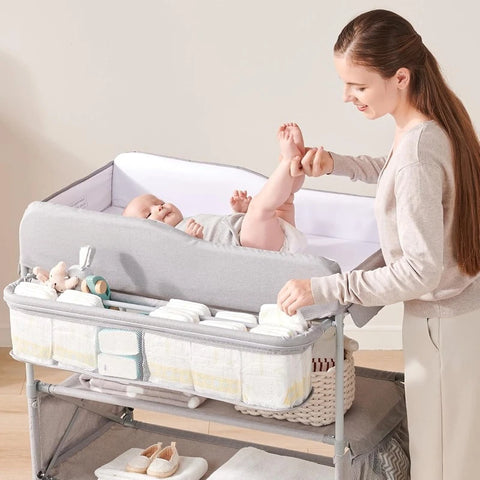 Portable Baby Changing Table Waterproof  Changing Table Pad Topper, Mobile Nursery Organizer for Newborn Essentials (Grey)