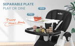 Sejoy Adjustable Baby High Chair with 5-Point Harness 3-Tier Tray & Wheels CE/CPC Certified Children's Dining Chair