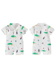 Infant Golf Romper – Unisex Baby Boy or Girl Summer Bodysuit with Half Button-Up, Lapel Neck & Short Sleeves