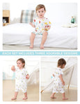 MICHLEY 3pcs Baby Short-Sleeve Rompers & Long-Sleeve Jumpsuit Bodysuit – Soft White Cartoon Infant Clothes Overalls for Boys & Girls