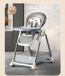 Luxury Adjustable Baby Feeding Chair – Assembly-Free High Chair with Removable Tray & Seat, EN & ASTM Certified – Metal Frame Booster Seat for Infants & Toddlers