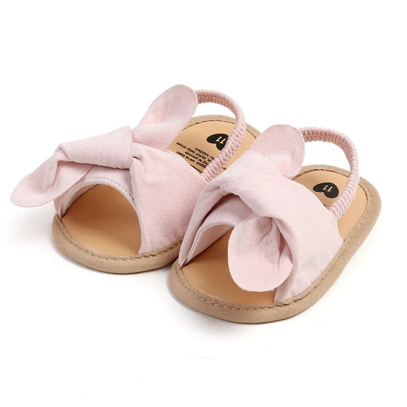 Adorable Baby Girl Sandals with Bowknot – Soft Non-Slip Sole Princess First Walker Shoes for Summer, Beach & Party